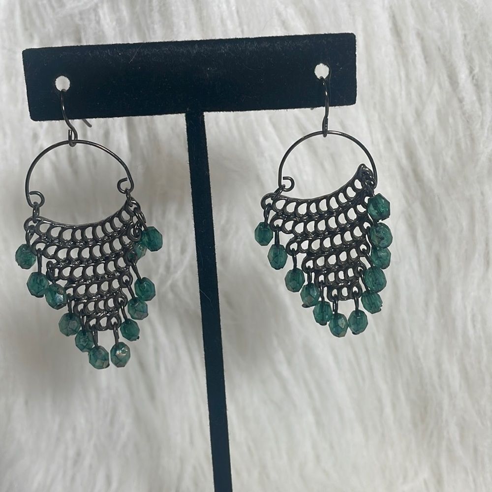 🍍Vintage silver and teal earrings